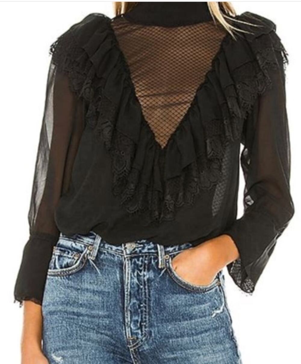 Revolve WE are HAH Ruffle Turtleneck Goth Bodysuit. Large